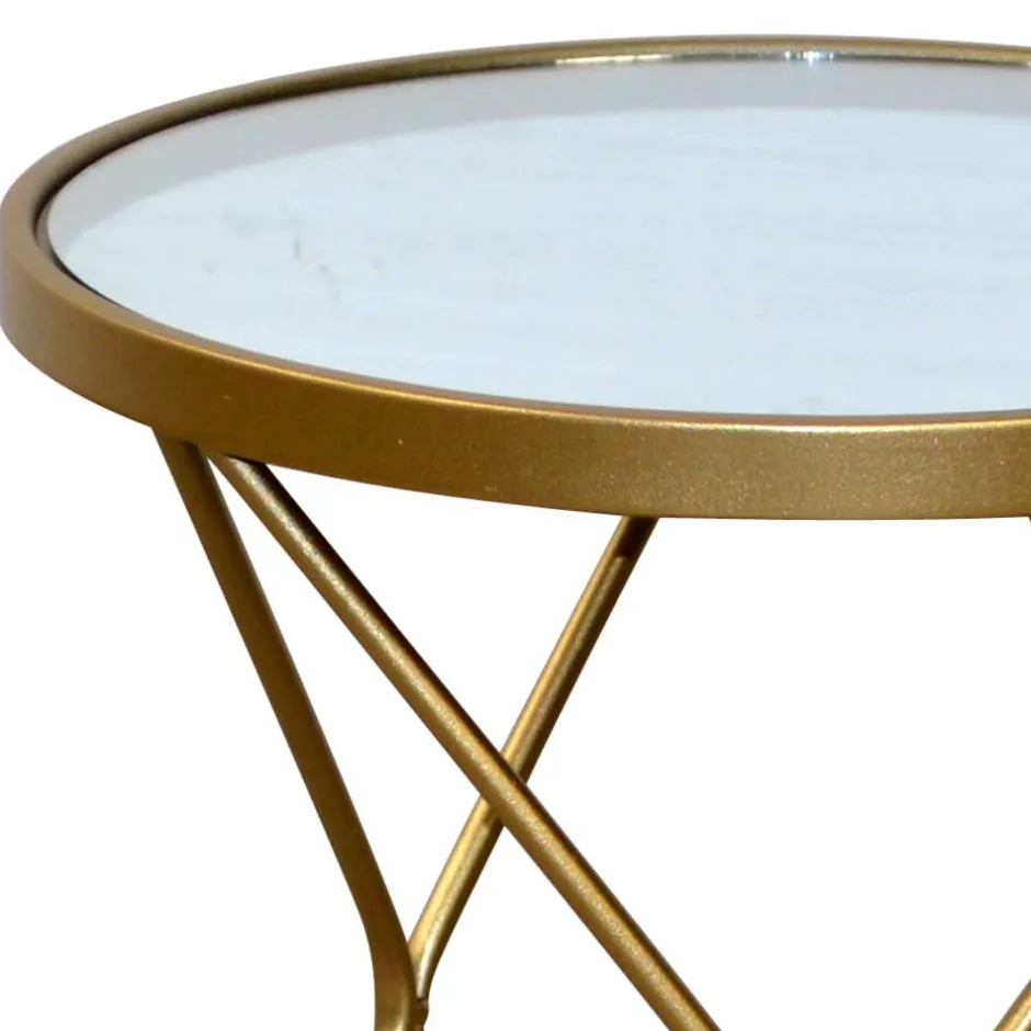 Wohnen Spiegelglas Beistelltisch mit runder Platte - Loregrema