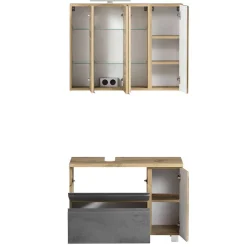 Spiegelschrank 4-türig & Unterbeckenschrank - Mia (zweiteilig)^Wohnen