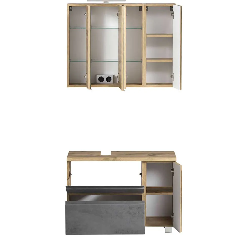 Spiegelschrank 4-türig & Unterbeckenschrank - Mia (zweiteilig)^Wohnen