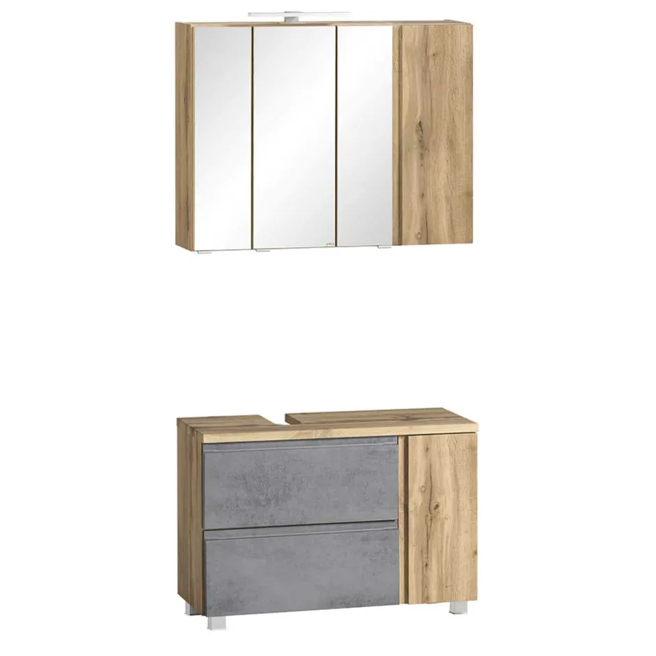 Spiegelschrank 4-türig & Unterbeckenschrank - Mia (zweiteilig)^Wohnen