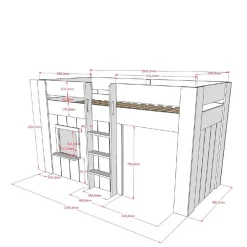 Spielbett mit Hütte 120 cm hoch - Aramo^Wohnen Best