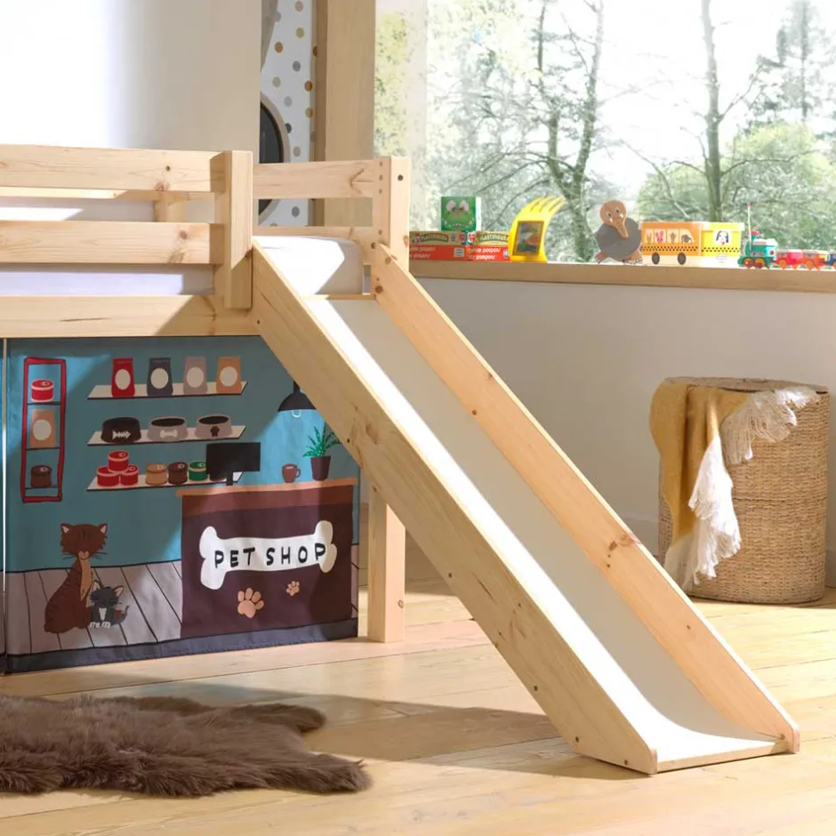 Spielbett mit Rutsche & Vorhang Haustier Laden - Luzius^Wohnen Online