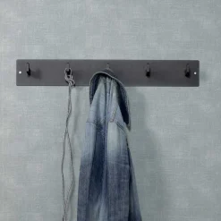 Wohnen Stahl Garderobe Hakenleiste in Schwarz - Sefino