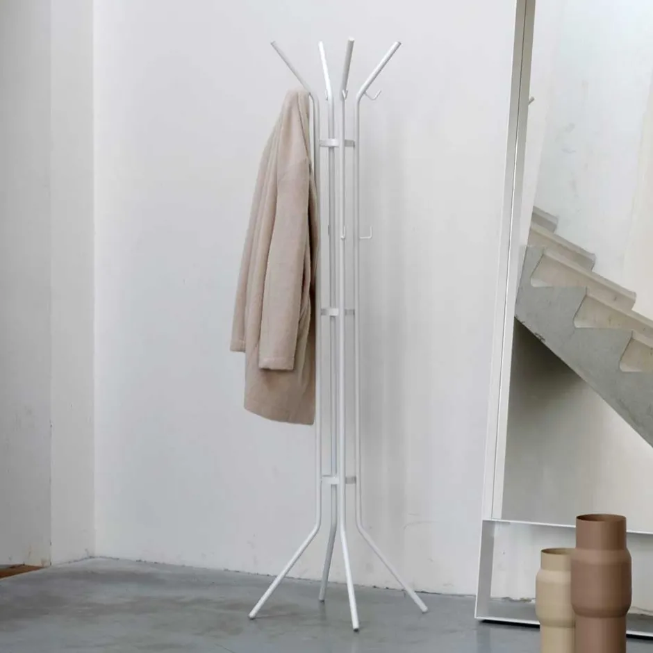Wohnen Stahl Garderobenständer in Weiß - Enzigo