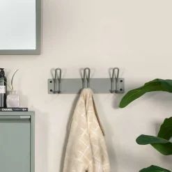 Wohnen Stahl Hakenleiste mit drei Doppel-Haken - Mecia