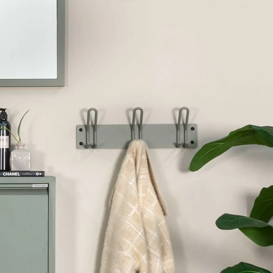 Wohnen Stahl Hakenleiste mit drei Doppel-Haken - Mecia