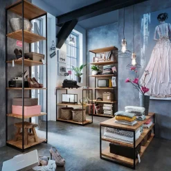 Wohnen Stahl Regal mit 6 Wildeiche Böden - Sluganov