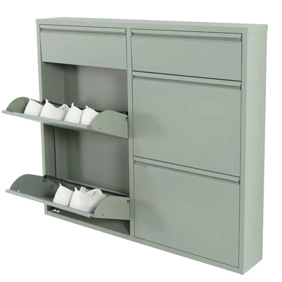 Stahl Schuhschrank in Graugrün - Ciudad^Wohnen Best