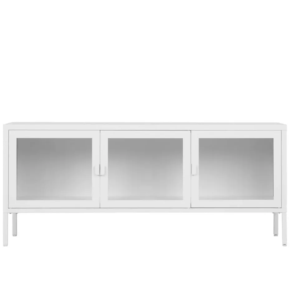 Wohnen Stahl TV Lowboard mit drei Glastüren - Sancrez