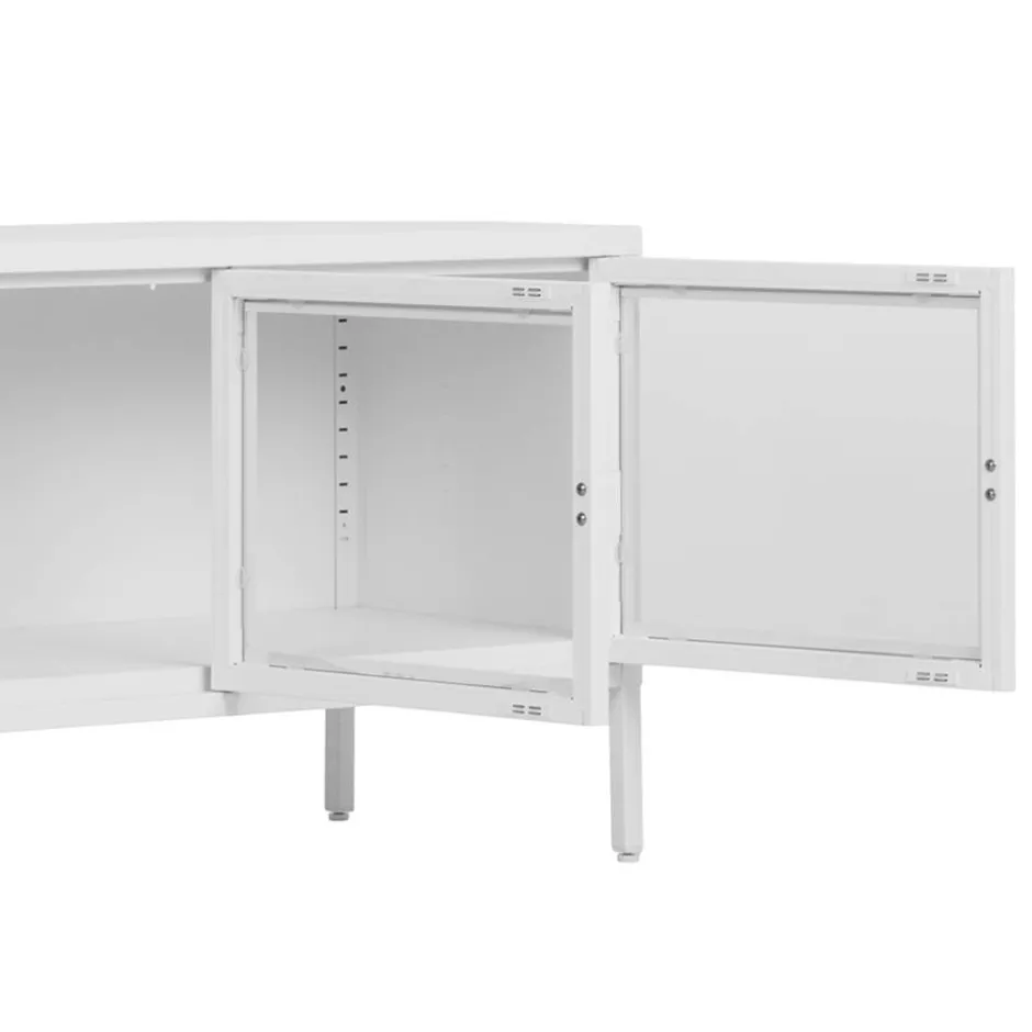 Wohnen Stahl TV Lowboard mit drei Glastüren - Sancrez