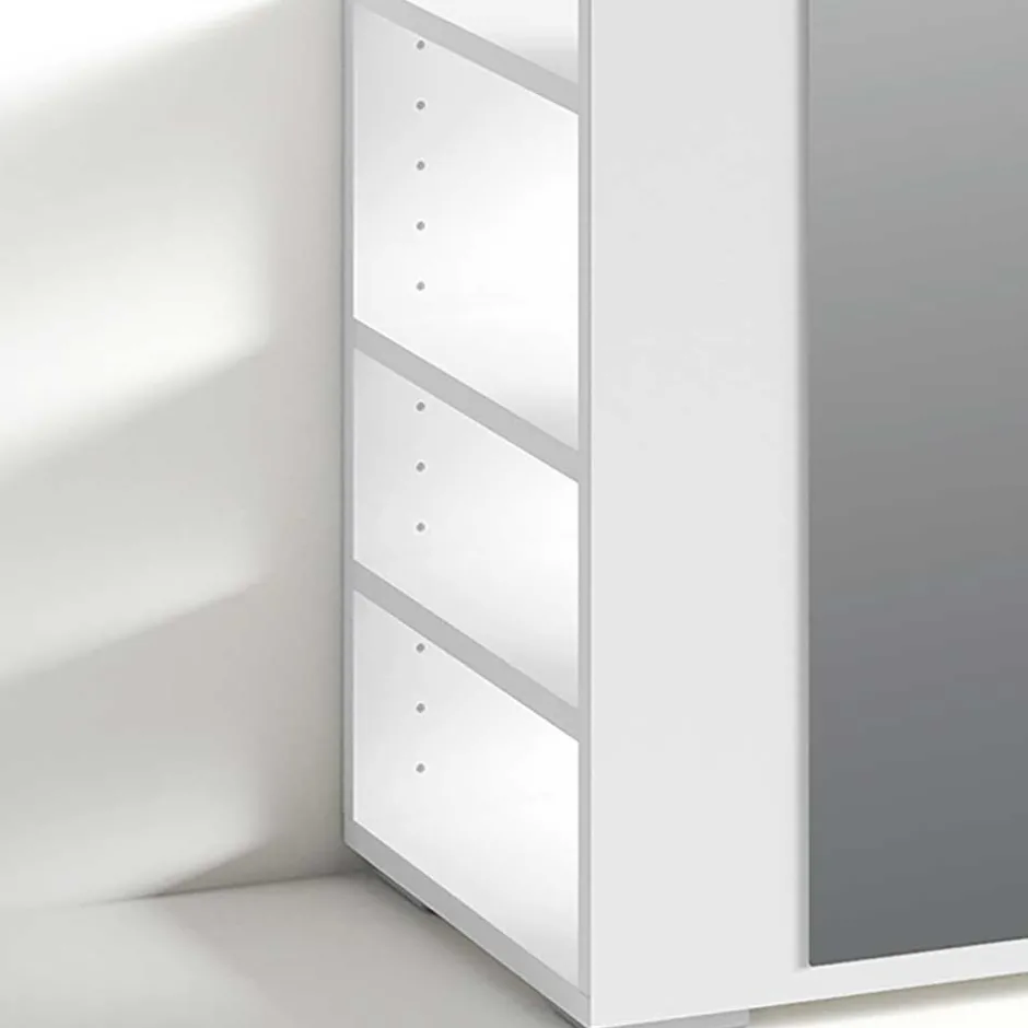 Wohnen Standgarderobe mit Spiegel in Weiß - Emja