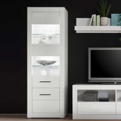 Standvitrine in Hochglanz Weiß Yulis 2-türig^Wohnen Clearance