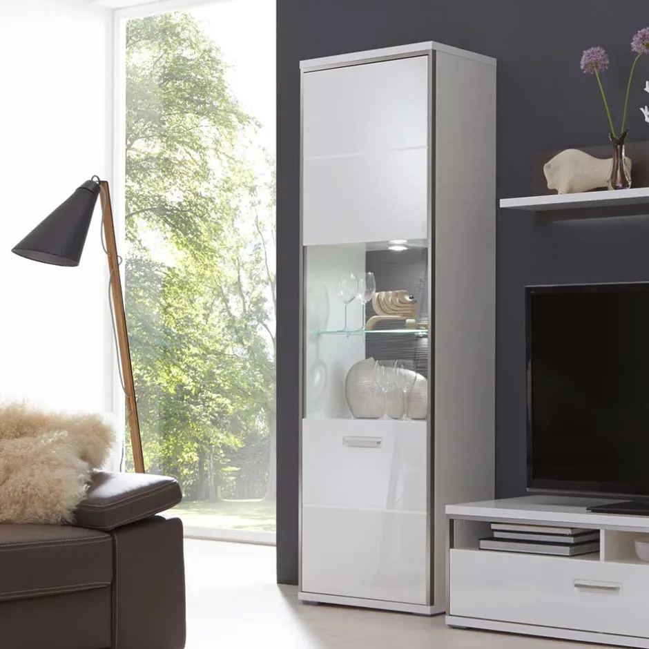 Standvitrine Tacroma in Hochglanz Weiß^Wohnen Online