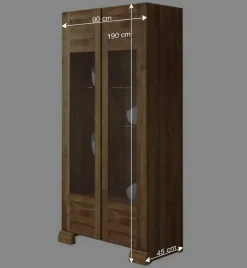 Wohnen Standvitrine Vaskov aus Wildeiche Massivholz