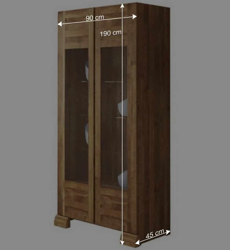 Wohnen Standvitrine Vaskov aus Wildeiche Massivholz