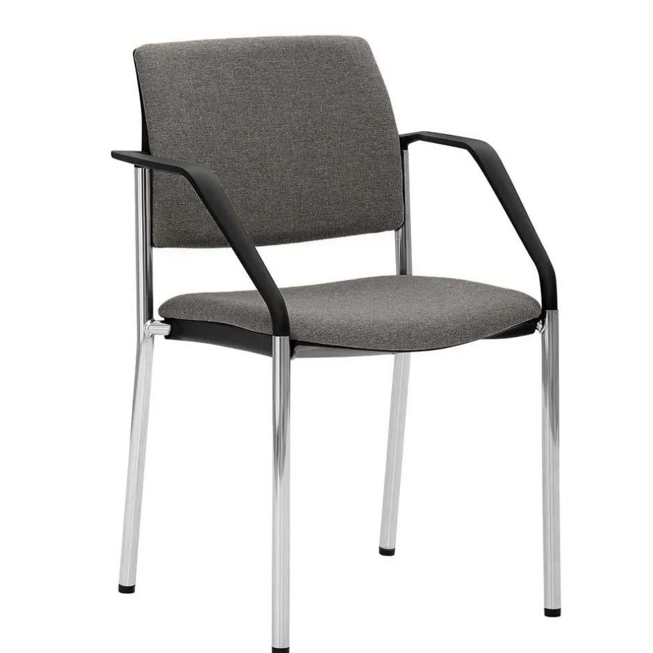 Wohnen Stapelbarer Armlehnenstuhl in Grau Stoff - Lovanna