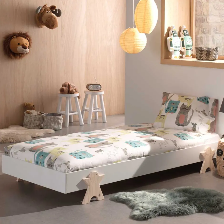 Stapelbett einzeln in Weiß & Natur Kiefer - Elvapo^Wohnen Best