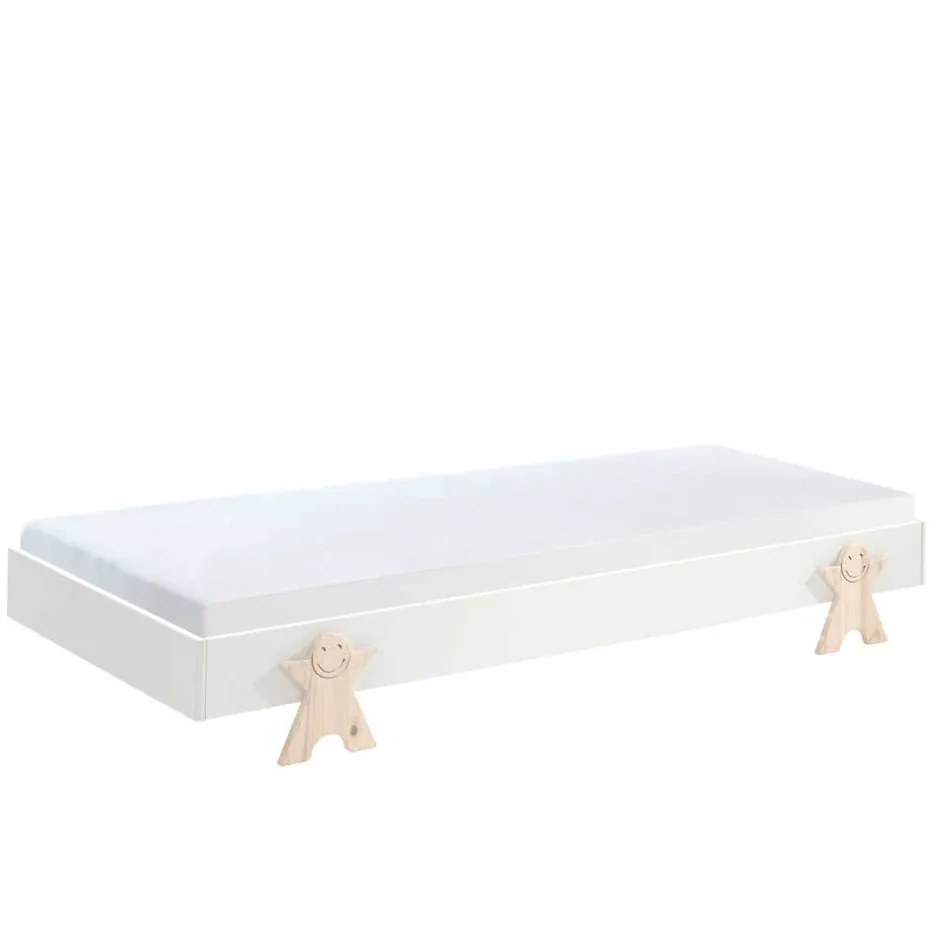 Stapelbett einzeln in Weiß & Natur Kiefer - Elvapo^Wohnen Best