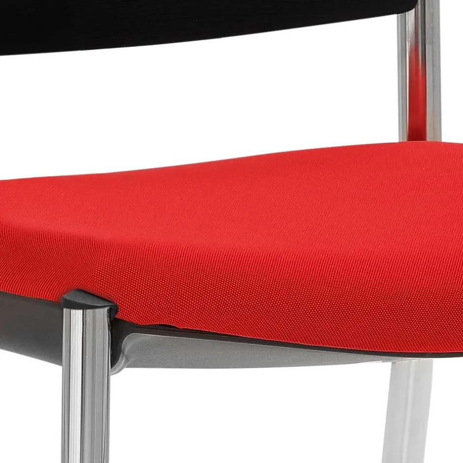 Wohnen Stapelstuhl in Schwarz & Rot & Chrom - Oona