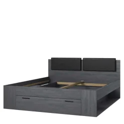 Wohnen Stauraum Doppelbett in Eiche Grau - Carika