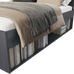 Wohnen Stauraum Doppelbett in Eiche Grau - Carika