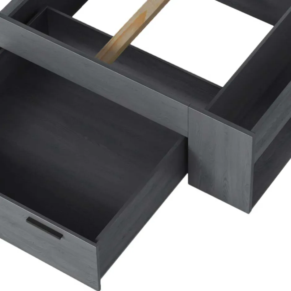 Wohnen Stauraum Doppelbett in Eiche Grau - Carika