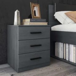 Wohnen Stauraum Doppelbett in Eiche Grau - Carika