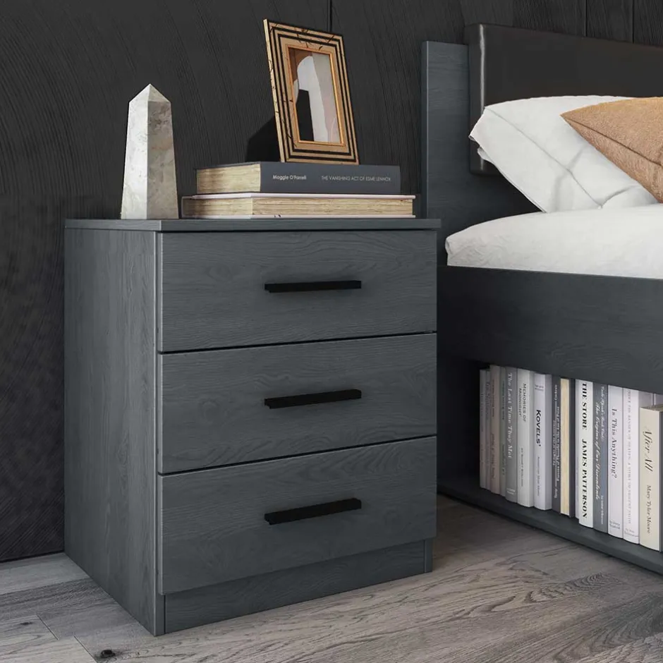 Wohnen Stauraum Doppelbett in Eiche Grau - Carika