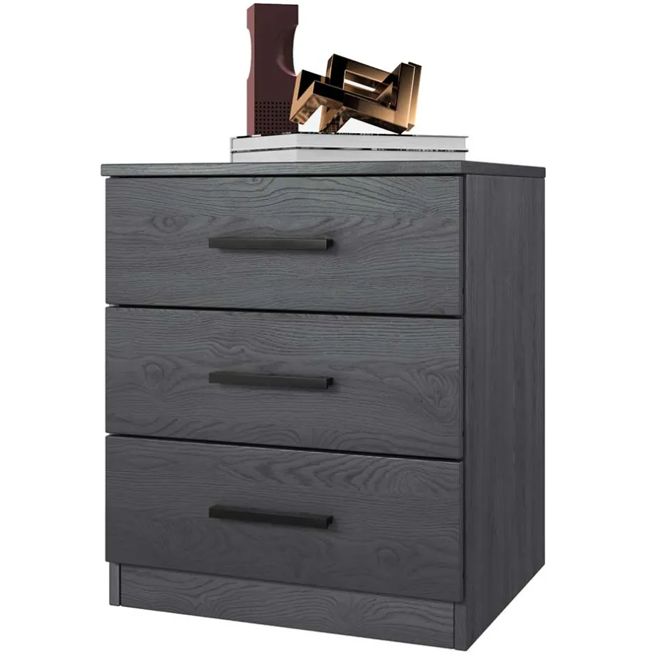 Wohnen Stauraum Doppelbett in Eiche Grau - Carika