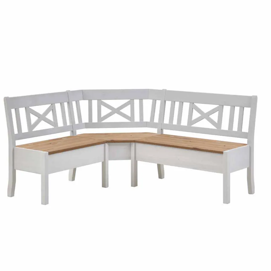 Stauraum Eckbank Lugon in Weiß Kiefer massiv^Wohnen Hot