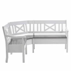 Wohnen Stauraum Eckbank Yoan in Weiß mit Grau