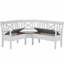 Wohnen Stauraum Eckbank Yoan in Weiß mit Grau