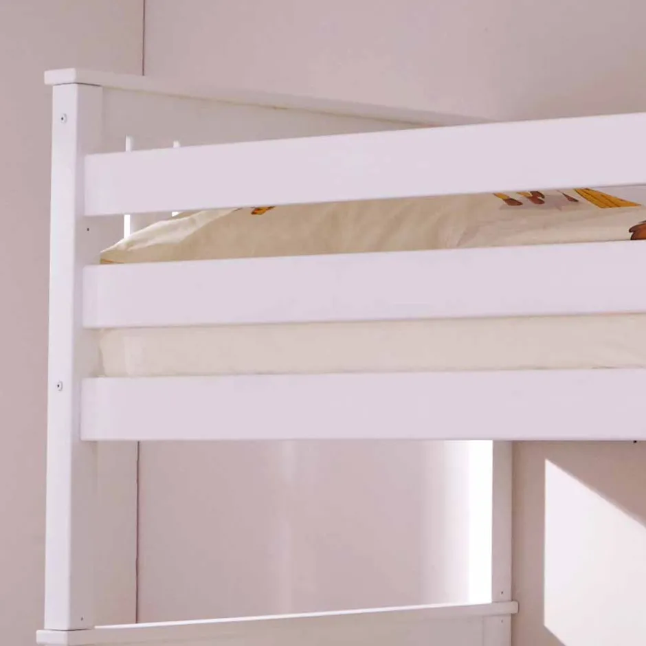 Kinder Wohnen Stauraum Etagenbett in Weiß Forcia aus Kiefernholz