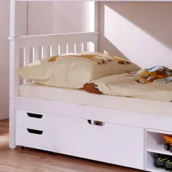 Kinder Wohnen Stauraum Etagenbett in Weiß Forcia aus Kiefernholz