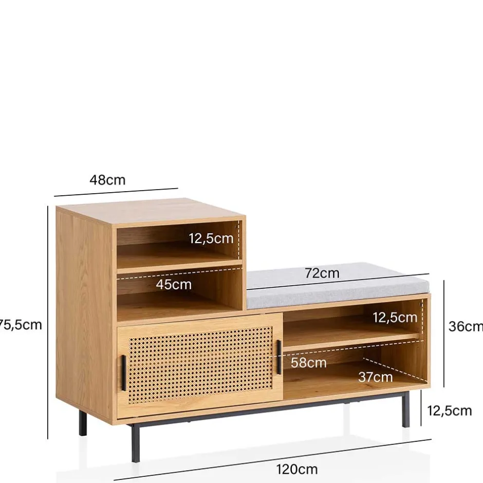 Wohnen Stauraum Garderobenbank in Eiche Natur - Around