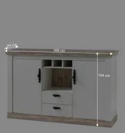 Wohnen Stauraum Sideboard im Scandi Landhaus Stil Nedita in Weiß