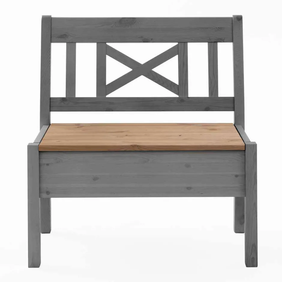 Stauraum Sitzbank Jytte aus Kiefer Grau mit Braun^Wohnen Hot