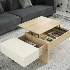 Stauraum Sofatisch in Wildeiche & Creme - Tara^Wohnen Clearance
