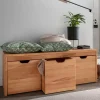 Wohnen Stauraumbank mit 3 Kisten aus Buche - Shimousa