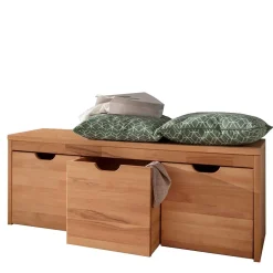 Wohnen Stauraumbank mit 3 Kisten aus Buche - Shimousa