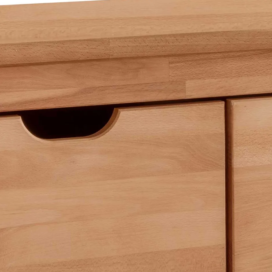 Wohnen Stauraumbank mit 3 Kisten aus Buche - Shimousa