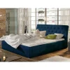 Wohnen Stauraumbett aus Velours Dunkelblau - Dorisa