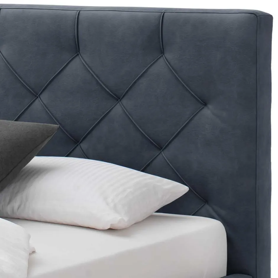 Wohnen Stauraumbett in Blaugrau & Eiche - Tagma