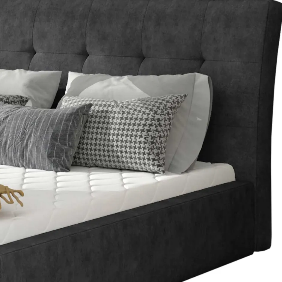 Wohnen Stauraumbett in Dunkelgrau Stoffbezug - Dave