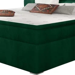 Wohnen Stauraumbett in Dunkelgrün Veloursbezug - Waruna