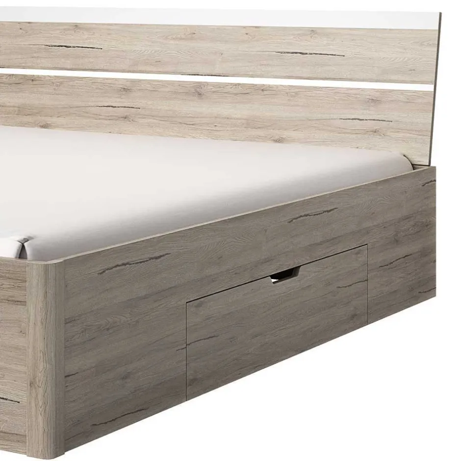 Wohnen Stauraumbett in Eiche San Remo Dekor - Duno