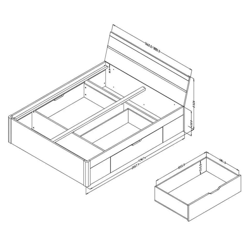 Wohnen Stauraumbett in Eiche San Remo Dekor - Duno