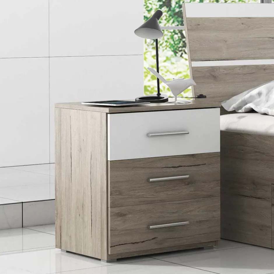 Wohnen Stauraumbett in Eiche San Remo Dekor - Duno