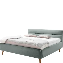 Stauraumbett in hellem Blau & Eiche - Armele^Wohnen