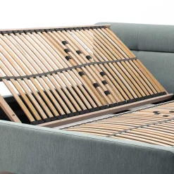 Stauraumbett in hellem Blau & Eiche - Armele^Wohnen